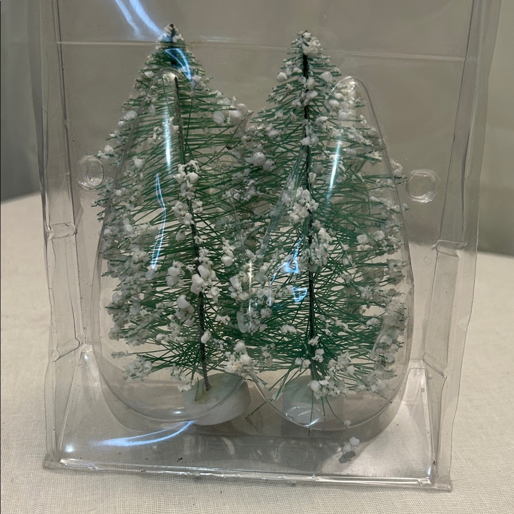 Department 56 Bottle Brush Trees – Set of 2 – Snowy Village Accessories
